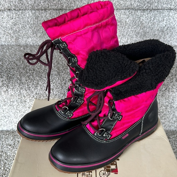 Coach Shaine magenta boots sz 9 - Picture 2 of 4